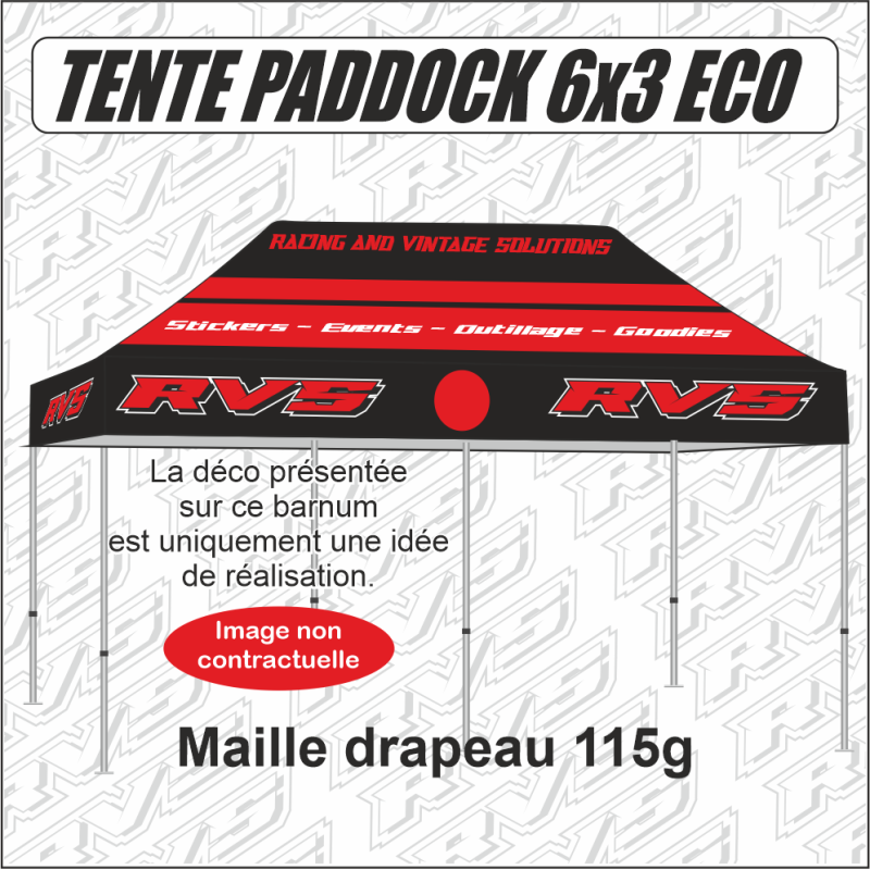 Tente Paddock easy-up 6x3 ECO 100% Personnalisée. Maille drapeau 115g