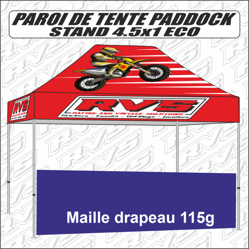 Demi paroi de tente Paddock easy-up SANS STRUCTURE 4.5x1 100% Personnalisée