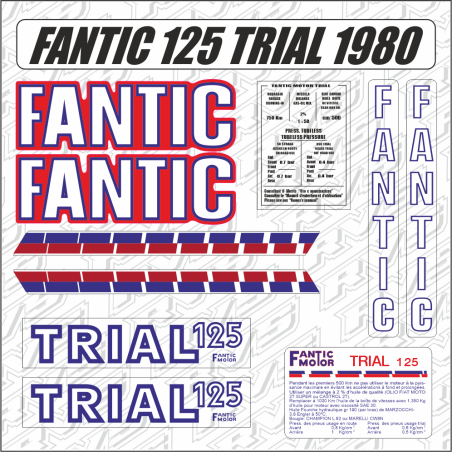 Adhésifs Pour Capots Latéraux FANTIC MOTOR 125 TRIAL - Neufs, Compatibilité Moto Trial, Fabrication Italienne